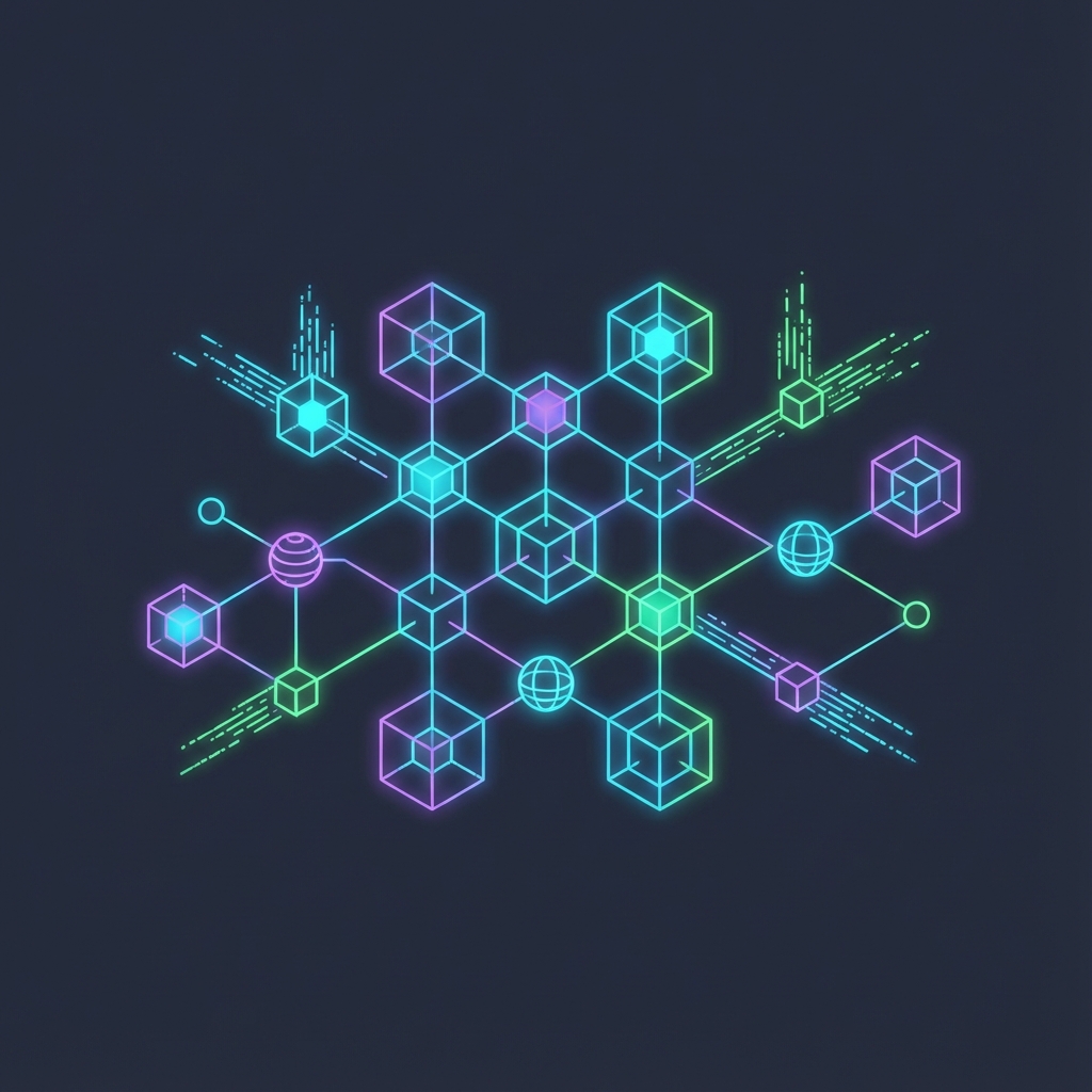 Abstract visualization of AI software architecture